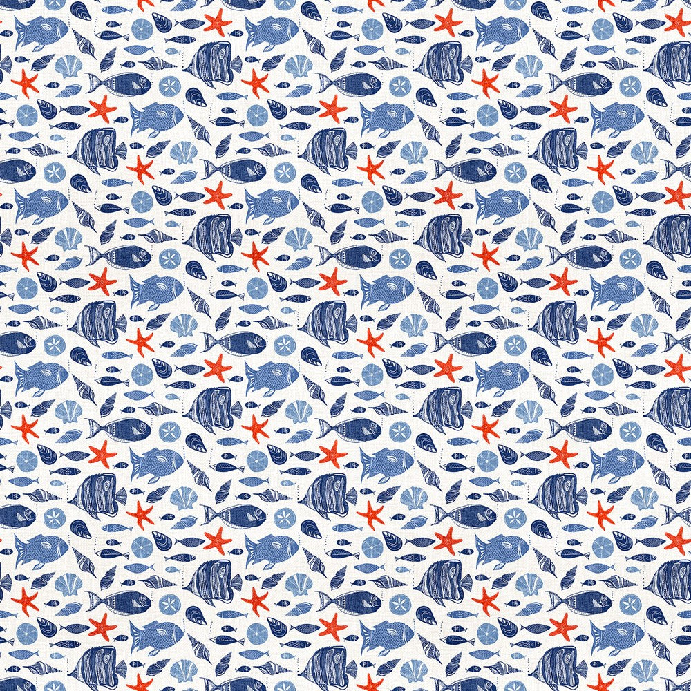 Fish &amp; Shells - WHITE MULTI || TAKE ME TO THE BEACH || Northcott Studio