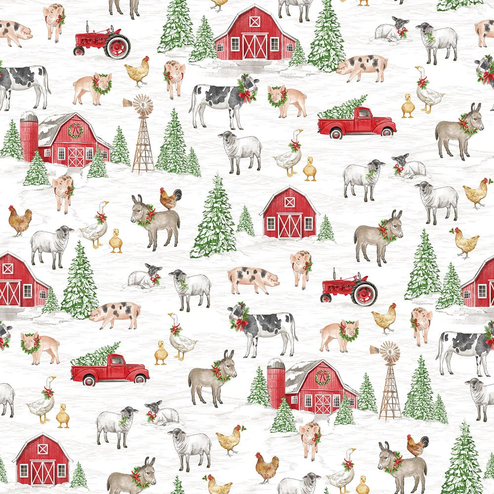 Scenic - WHITE MULTI || BARNYARD CHRISTMAS || Northcott Studio