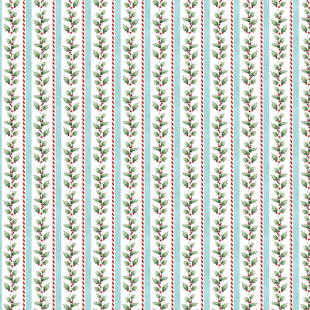 Holly Stripe - WHITE MULTI || HOLLY JOLLY || Northcott Studio