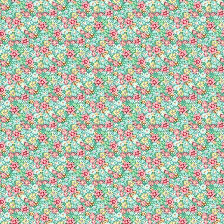 PACKED FLORAL - TURQ MULTI || QUILTING IN BLOOM || Northcott Studio