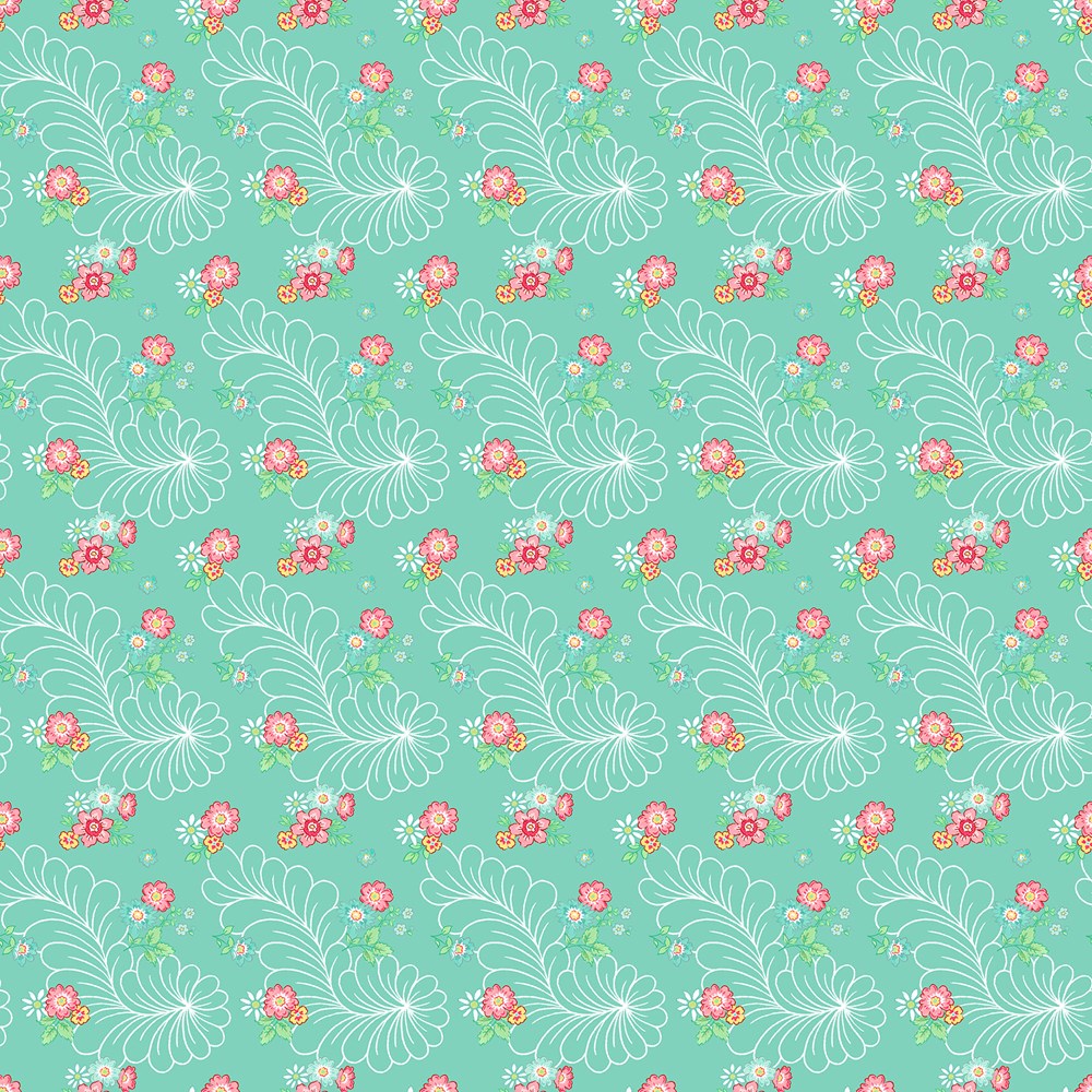 FEATHER FLORAL - TURQ MULTI || QUILTING IN BLOOM || Northcott Studio