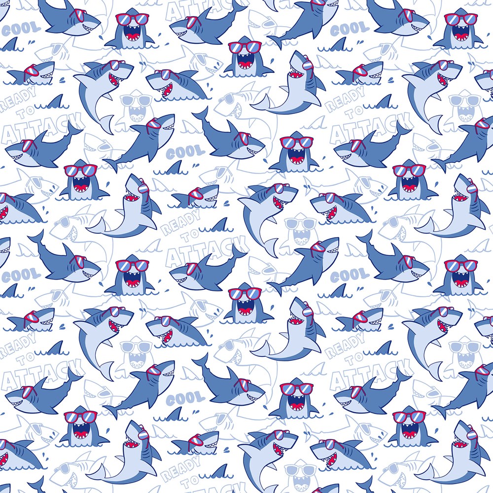 Big Sharks - WHITE MULTI || SHARK ATTACK || Northcott Studio