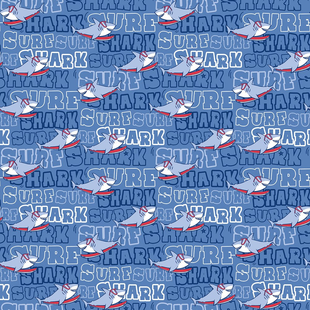 Shark Surf - BLUE MULTI || SHARK ATTACK || Northcott Studio