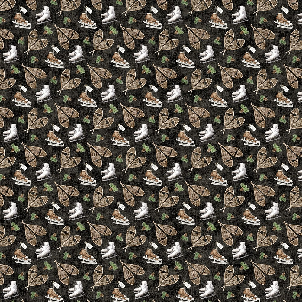 Snowshoes - BLACK MULTI || WINTER WOODLAND || Northcott Studio