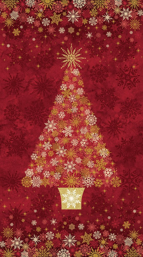 Tree Panel - RED MULTI || O'CHRISTMAS TREE (SHIMMER) || Northcott Studio