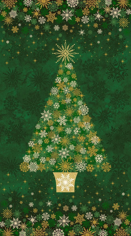Tree Panel - GREEN MULTI || O'CHRISTMAS TREE (SHIMMER) || Northcott Studio