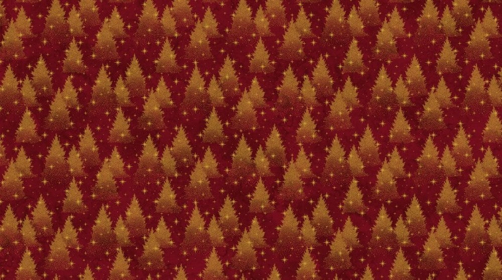 Trees - DK RED MULTI || O'CHRISTMAS TREE (SHIMMER) || Northcott Studio