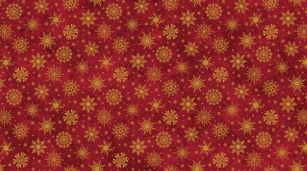 Snowflakes - RED MULTI || O'CHRISTMAS TREE (SHIMMER) || Northcott Studio