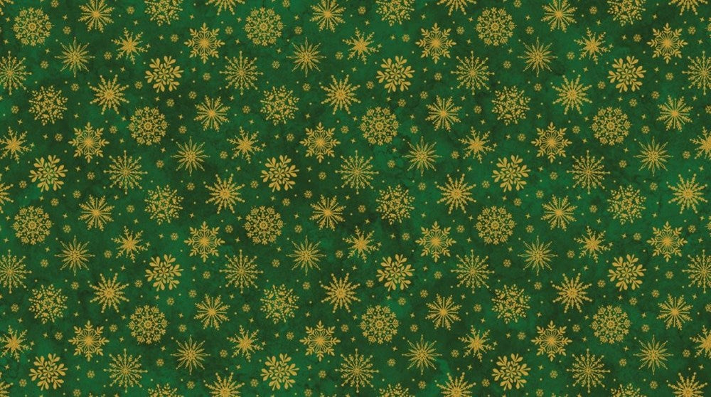 Snowflakes - GREEN MULTI || O'CHRISTMAS TREE (SHIMMER) || Northcott Studio