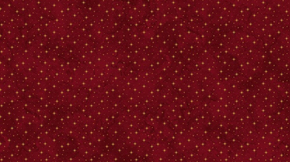 Stars - DK RED MULTI || O'CHRISTMAS TREE (SHIMMER) || Northcott Studio