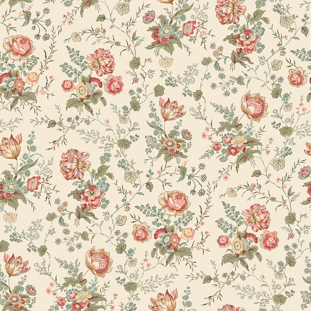 Lg Floral Trail - CREAM MULTI || MANOIR - ANTIQUES ROAD SHOW || Northcott Studio
