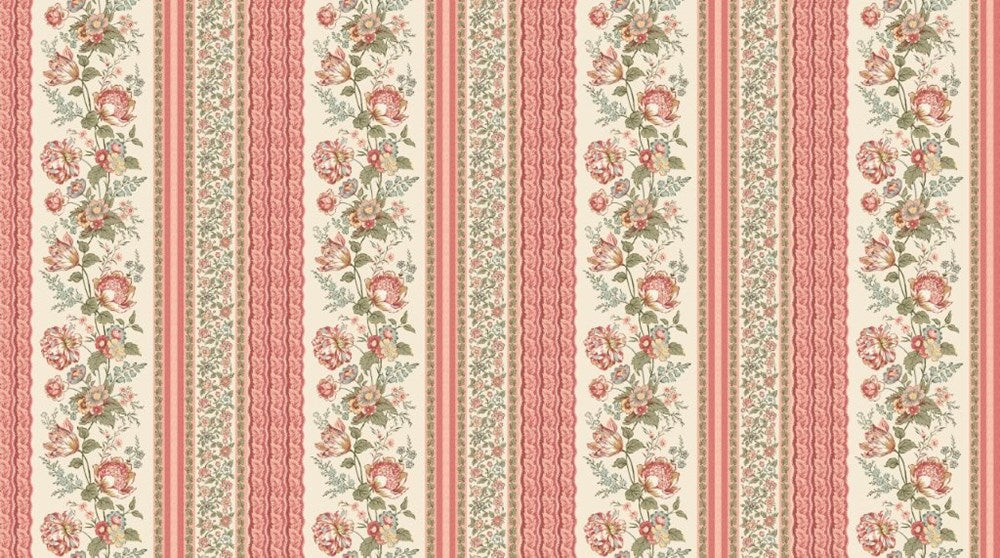 Floral Stripe - CREAM MULTI || MANOIR - ANTIQUES ROAD SHOW || Northcott Studio