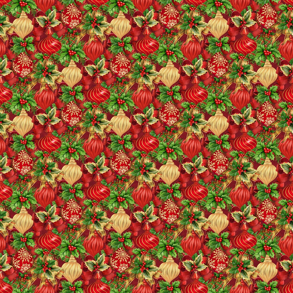 Baubles - RED MULTI || DECK THE HALLS || Northcott Studio