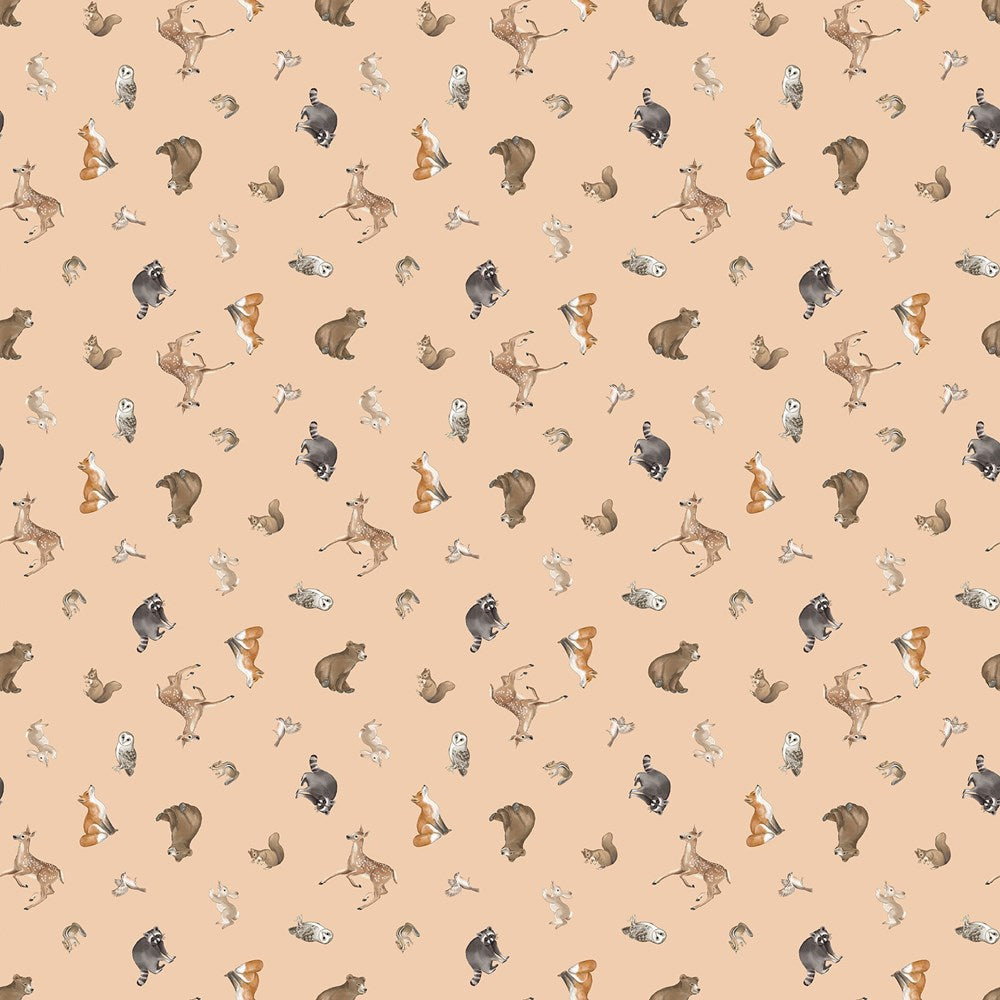 TOSSED ANIMALS - PEACH MULTI || TANGLEWOOD || Northcott Studio