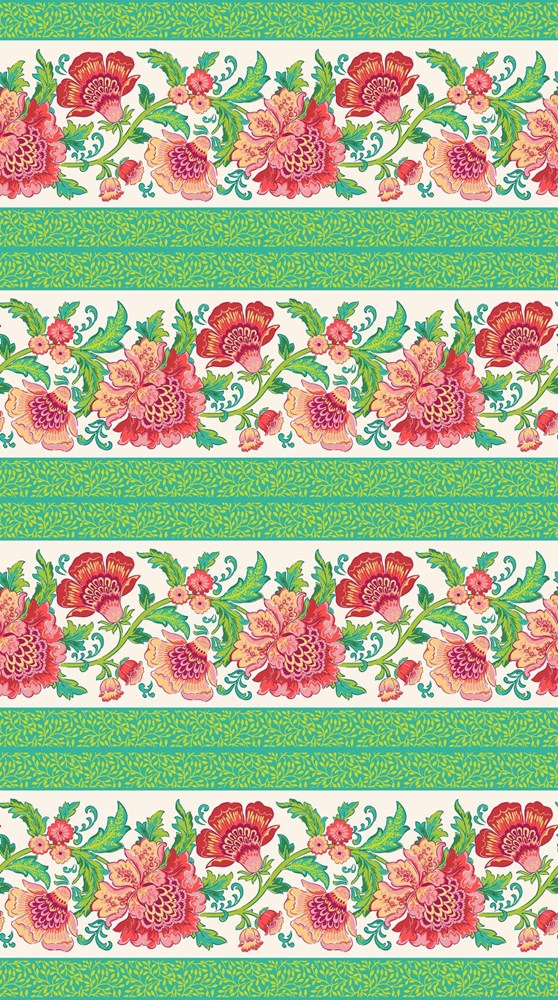 Border Stripe - CREAM MULTI || COTTAGE CHARM || Northcott Studio