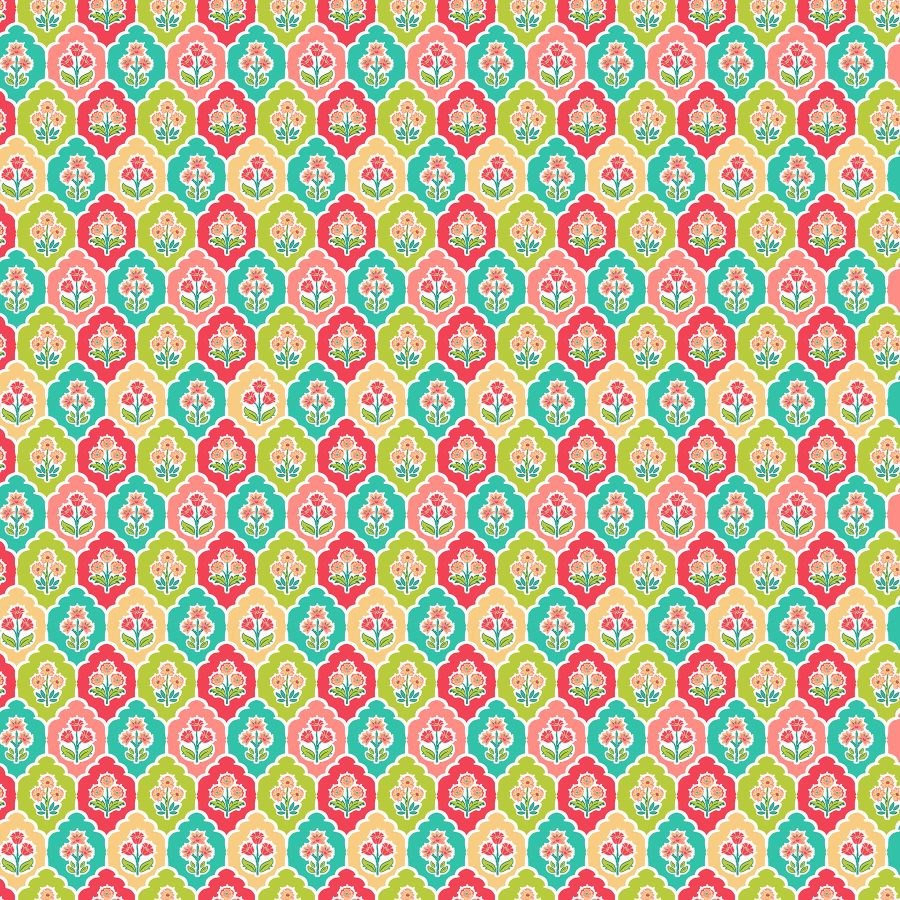 Floral Grid - CREAM MULTI || COTTAGE CHARM || Northcott Studio
