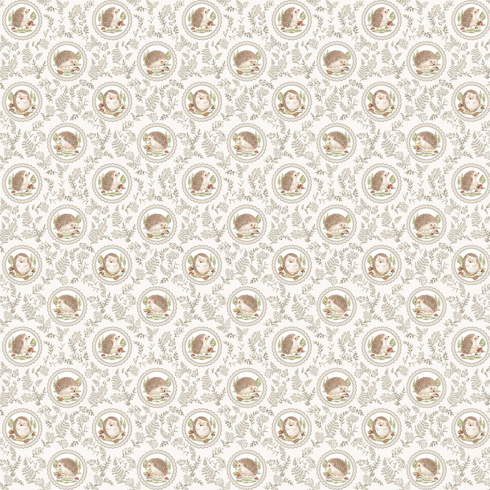 Hedgehog Damask - CREAM MULTI || HEDGEHOG HOLLOW || Northcott Studio