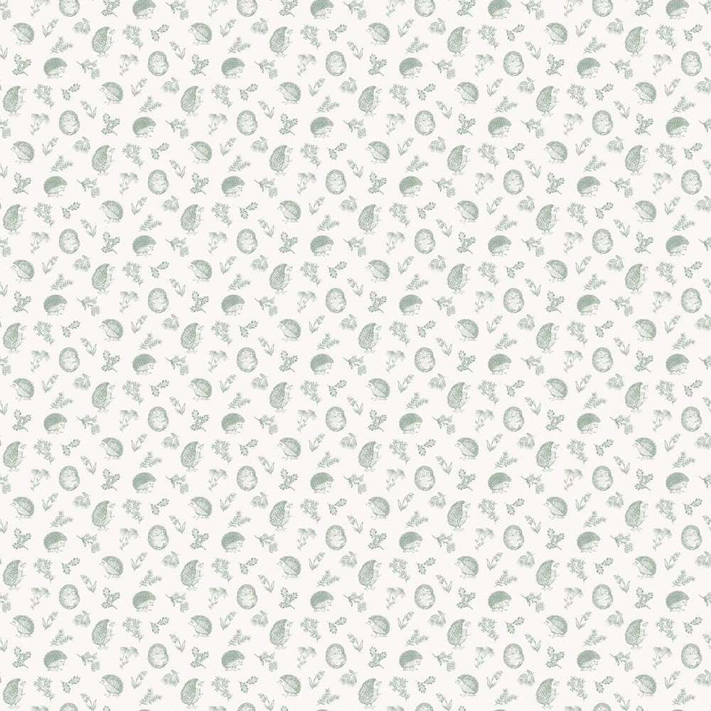 Hedgehog Toile - Cream/Wedgwood || HEDGEHOG HOLLOW || Northcott Studio