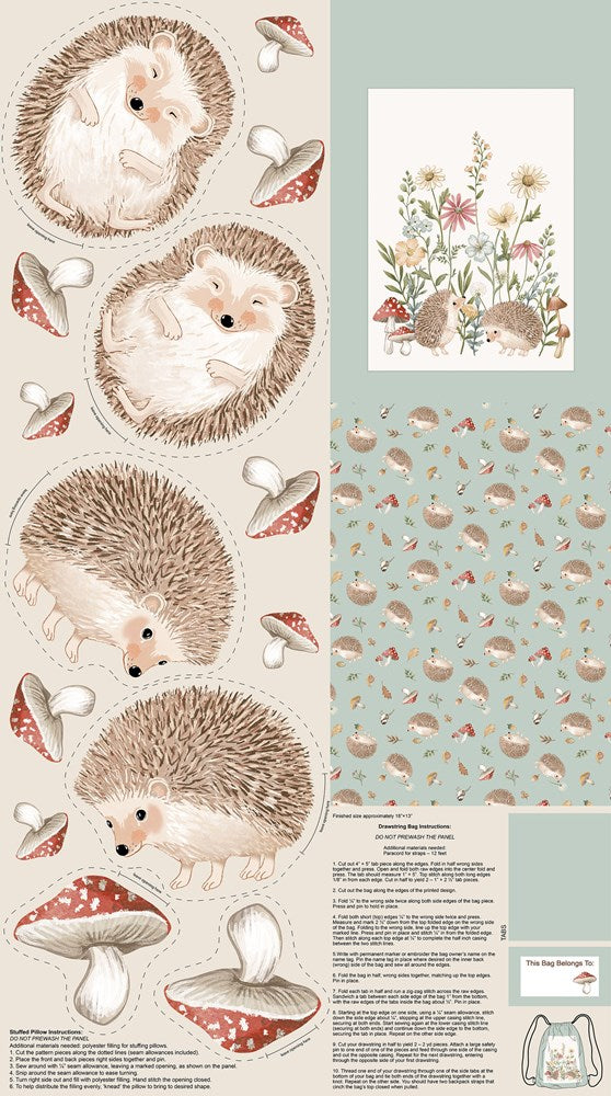 Bag/Stuffy Panel - WEDGWOOD MULTI || HEDGEHOG HOLLOW || Northcott Studio