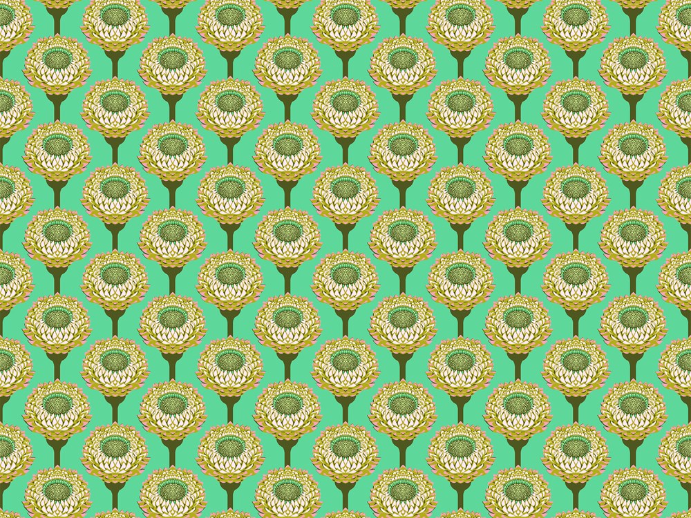 STRAWFLOWER - AQUA || ICONIC || Anna Maria Textiles Studio