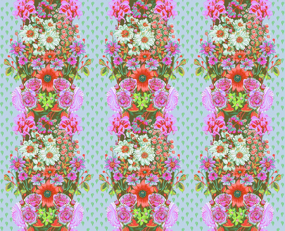 BEATA&#39;S GARDEN - SEAFOAM || PERENNIAL BORDERS || Anna Maria Textiles Studio