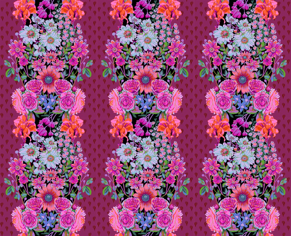 BEATA&#39;S GARDEN - PLUM || PERENNIAL BORDERS || Anna Maria Textiles Studio