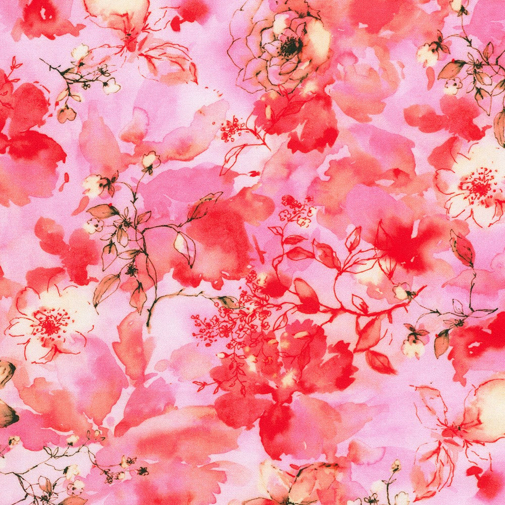 AVMD-23302-301 || WASHY FLORALS AZALEA || RUBY ROSE || Robert Kaufman