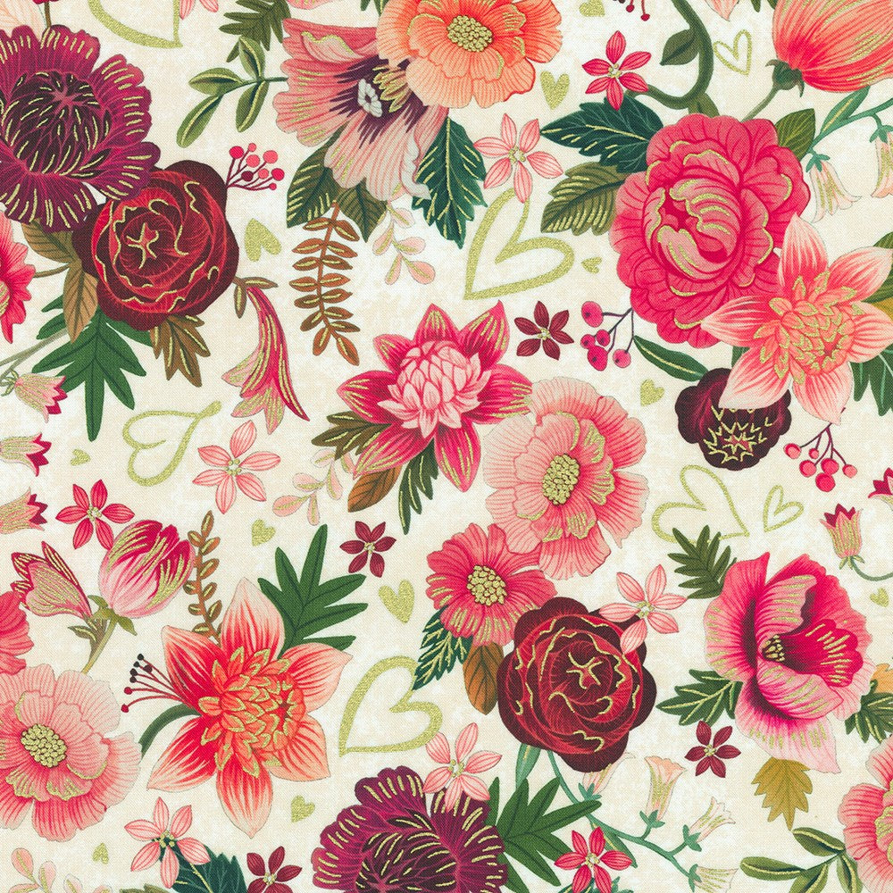 AYFDM-22871-84 || CREAM || HEARTS IN BLOOM || Robert Kaufman