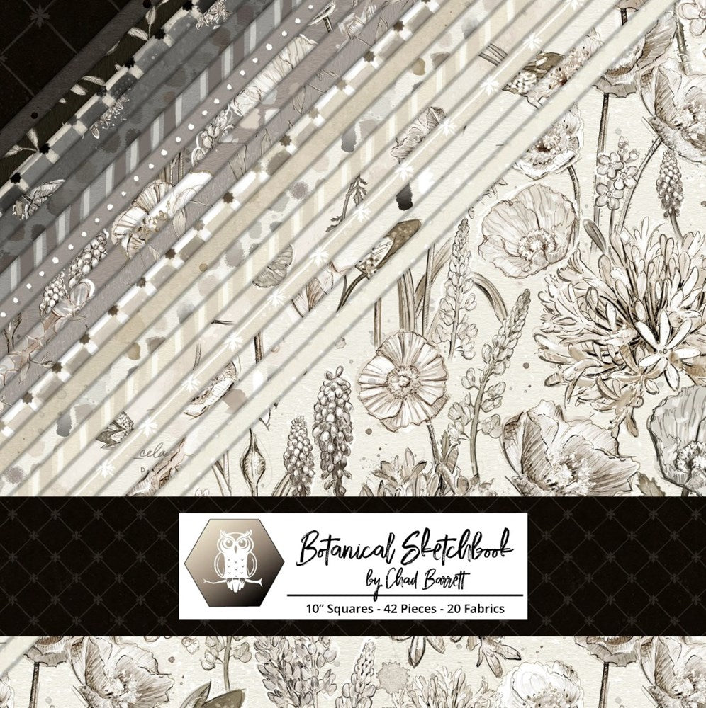 Botanical Sketchbook-10 / 10" Squares || Botanical Sketchbook || White Owl Textiles