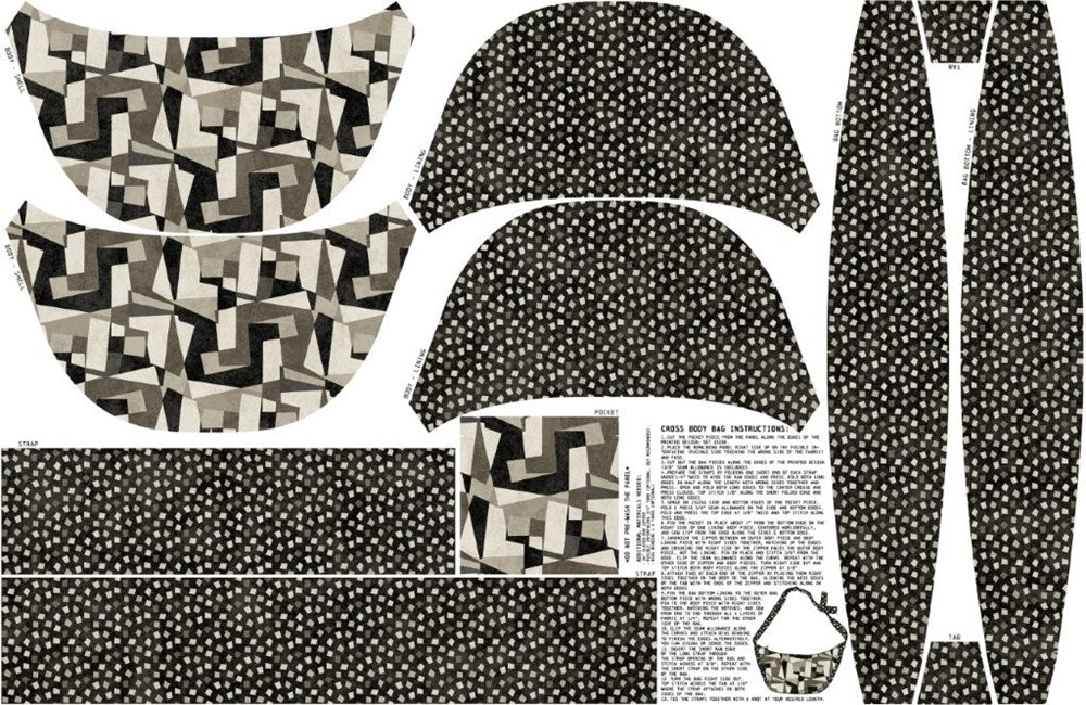 Cross Body Bag - BLACK MULTI || MODERN VIBE || Northcott Studio