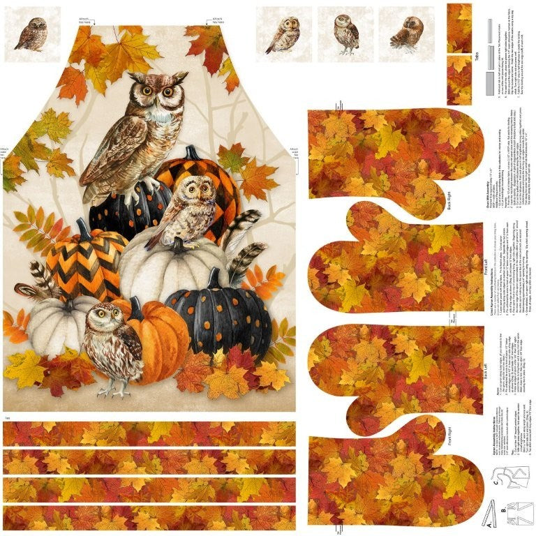 Apron Panel - BEIGE MULTI || NIGHT OWL || Northcott Studio