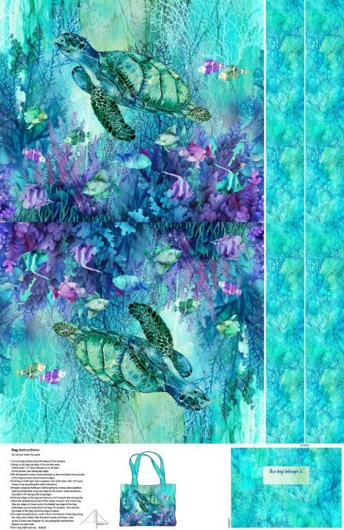 Bag Panel - TURQ MULTI || CORAL REEF || Northcott Studio