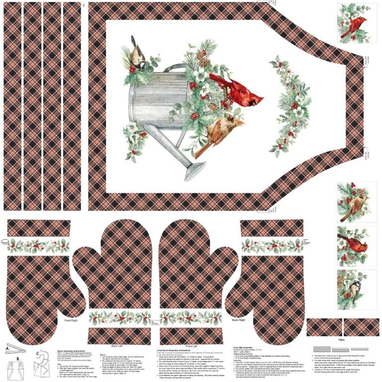 Apron - WHITE MULTI || HOME FOR CHRISTMAS || Northcott Studio