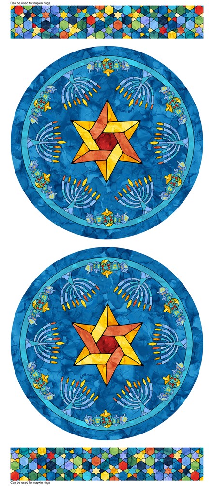 Placemats - BLUE MULTI || HANUKKAH LIGHTS || Northcott Studio