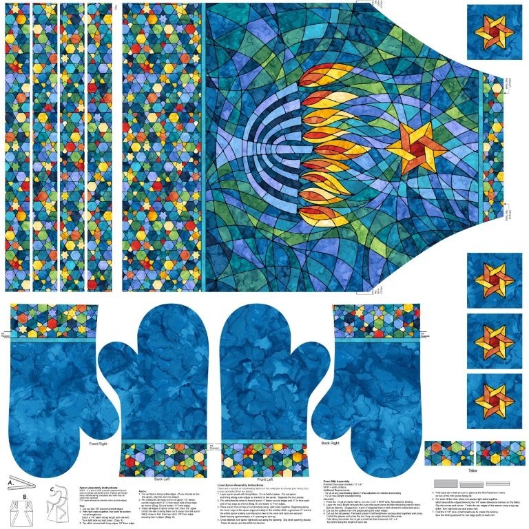 Apron Panel - BLUE MULTI || HANUKKAH LIGHTS || Northcott Studio