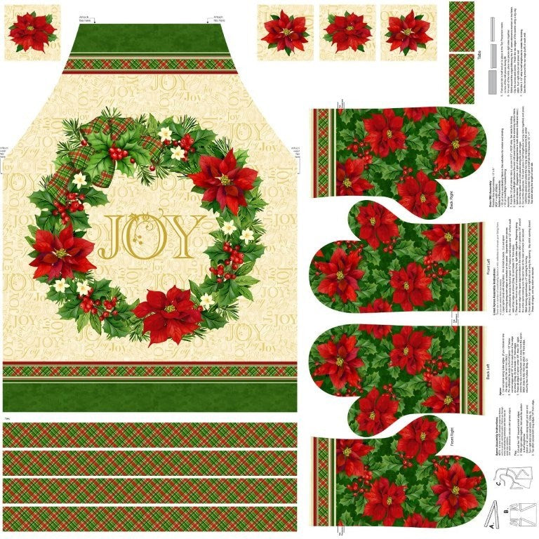 Apron Panel - BEIGE MULTI || DECK THE HALLS || Northcott Studio