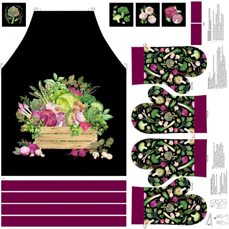 Apron - BLACK MULTI || MARKET GARDEN || Northcott Studio