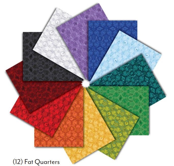 DAMASK FATALE REDEUX - FAT QUARTER PACKS, 12 COLORS || DAMASK || Dear Stella