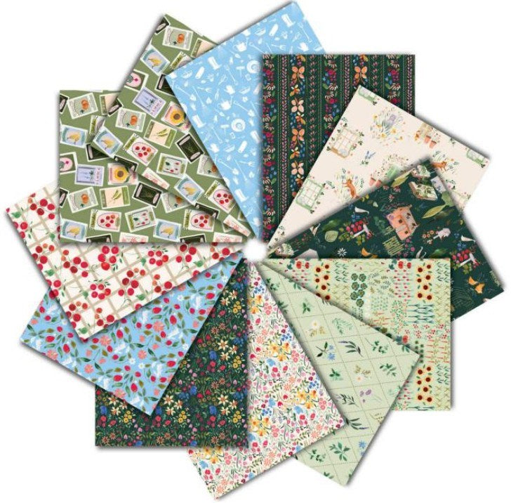 GRANDMA'S GARDEN - FAT QUARTER PACKS, 12 COLORS || GRANDMAS GARDEN || Dear Stella