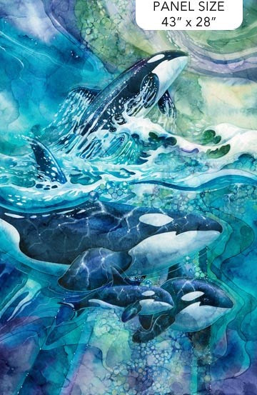 DP24980-44 - BLUE MULTI - WHALE SONG PANEL
