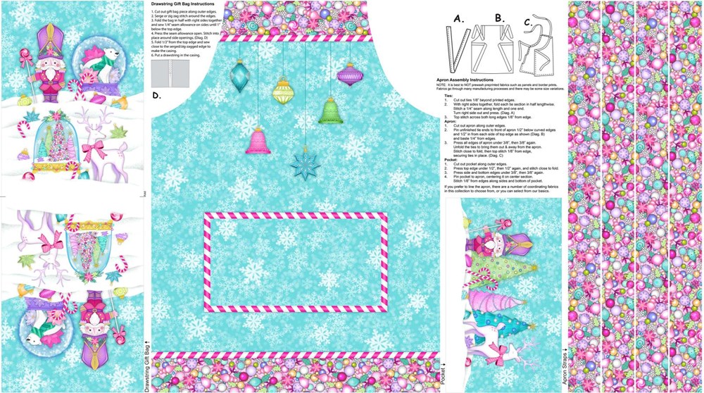 Apron Panel - Turquoise Multi ll Merry And Bright
