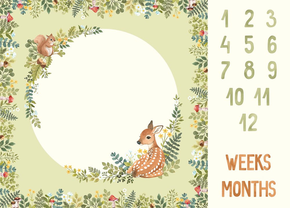 MILESTONE PANEL - GREEN MULTI ll WOODLAND BABES