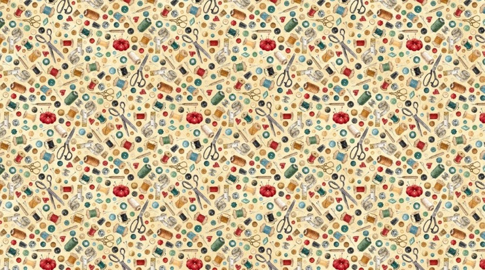 NOTIONS - BEIGE MULTI || STONEHENGE STITCHIN&#39; || Northcott Studio