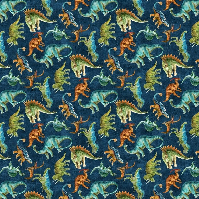 DINO TOSS - NAVY MULTI || DINO ROAR || Northcott Studio