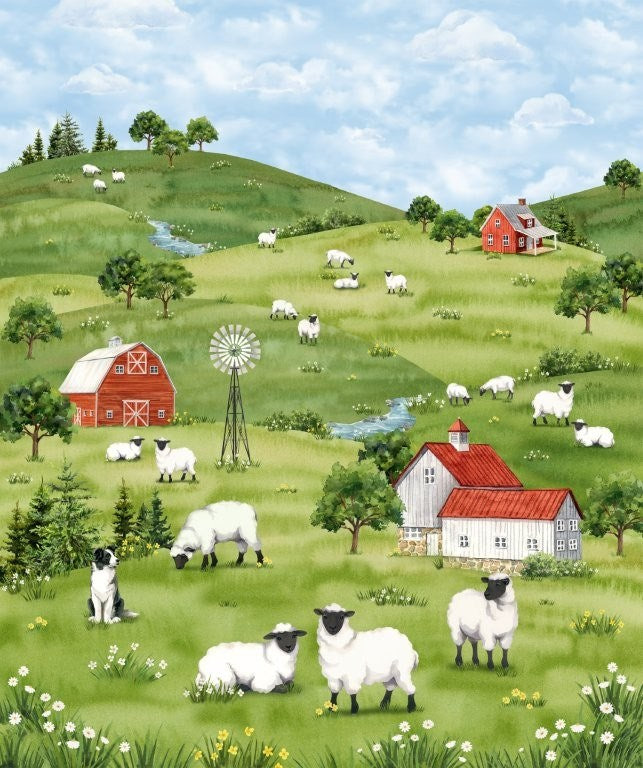 PANEL - GREEN MULTI || COUNTING SHEEP || Northcott Studio