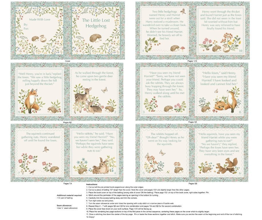 BOOK PANEL - CREAM MULTI || WOODLAND HEART || Northcott Studio