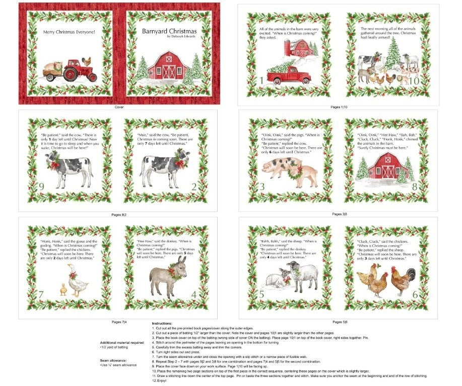 Book Panel - WHITE MULTI || BARNYARD CHRISTMAS || Northcott Studio