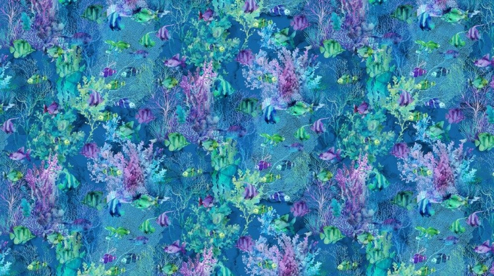 Fish - NAVY MULTI || CORAL REEF || Northcott Studio