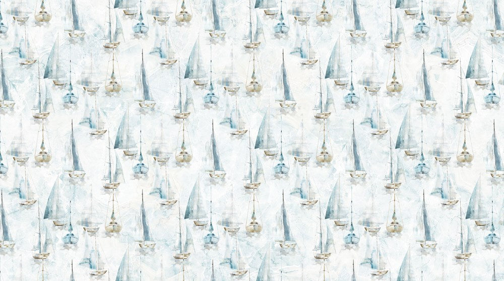 Sm Sail Boats - WHITE MULTI || SMOOTH SAILING || Northcott Studio