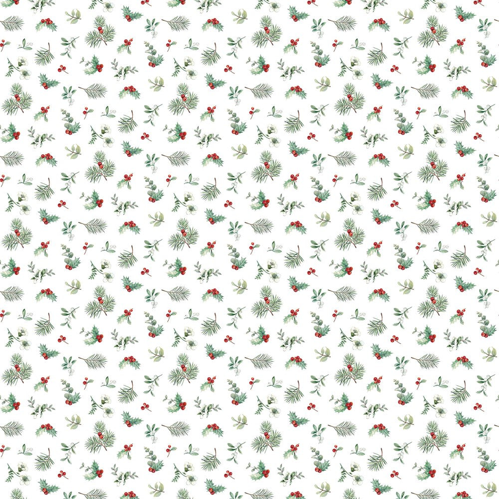 Greenery Toss - WHITE MULTI || HOME FOR CHRISTMAS || Northcott Studio